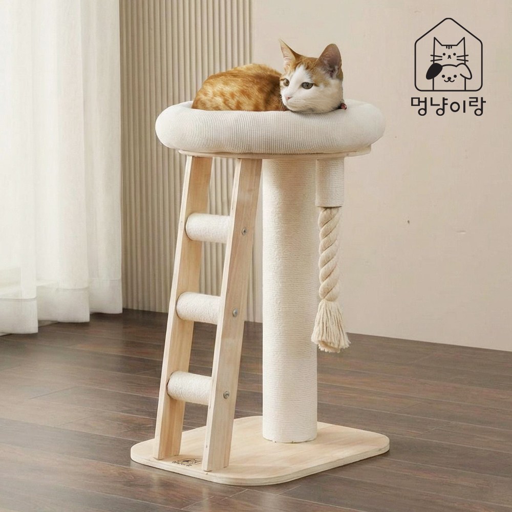 멍냥이랑 원목 캣타워 캣폴 스크래쳐, 미니 방석 캣타워 2단, 1개 58,900원