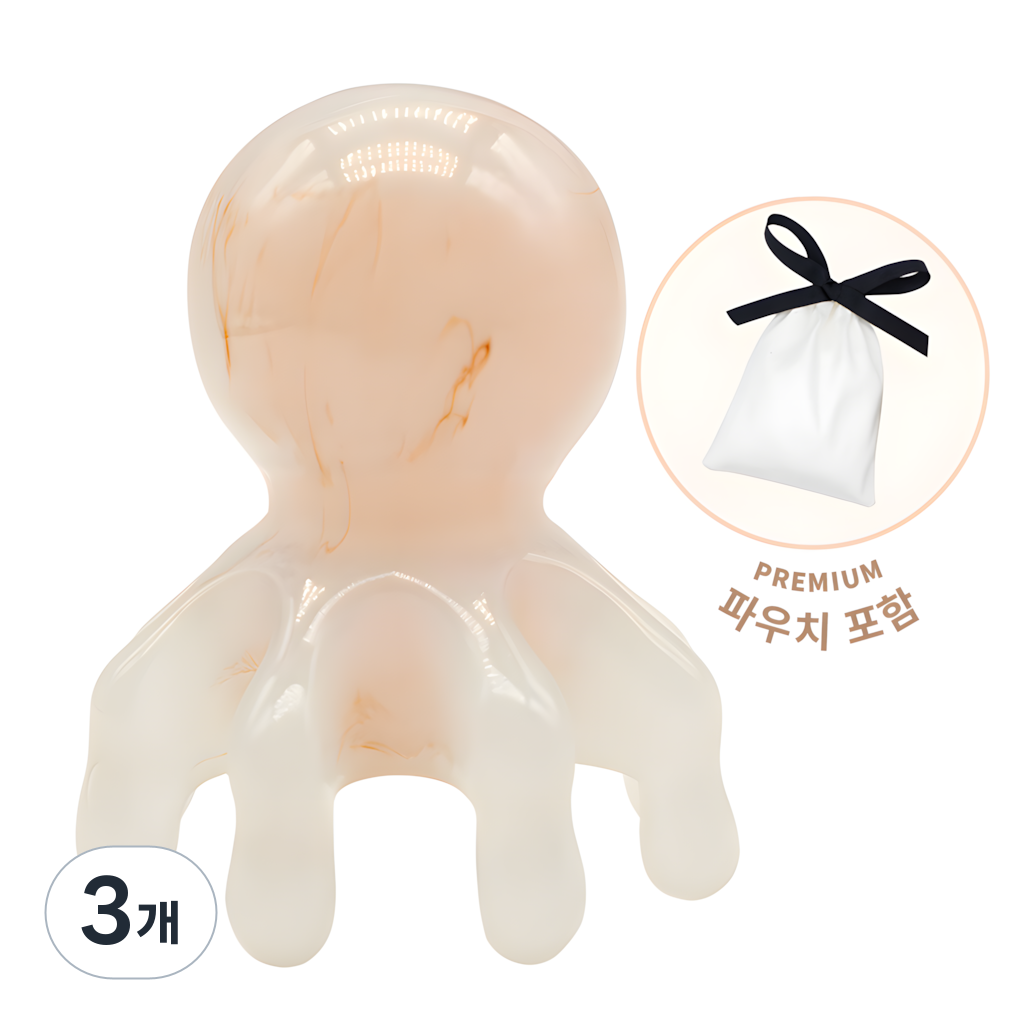 중형 두피괄사 문어형 휴대용 머리 지압 경락 수지 괄사 마사지기+파우치, 크림, 3개 23,070원
