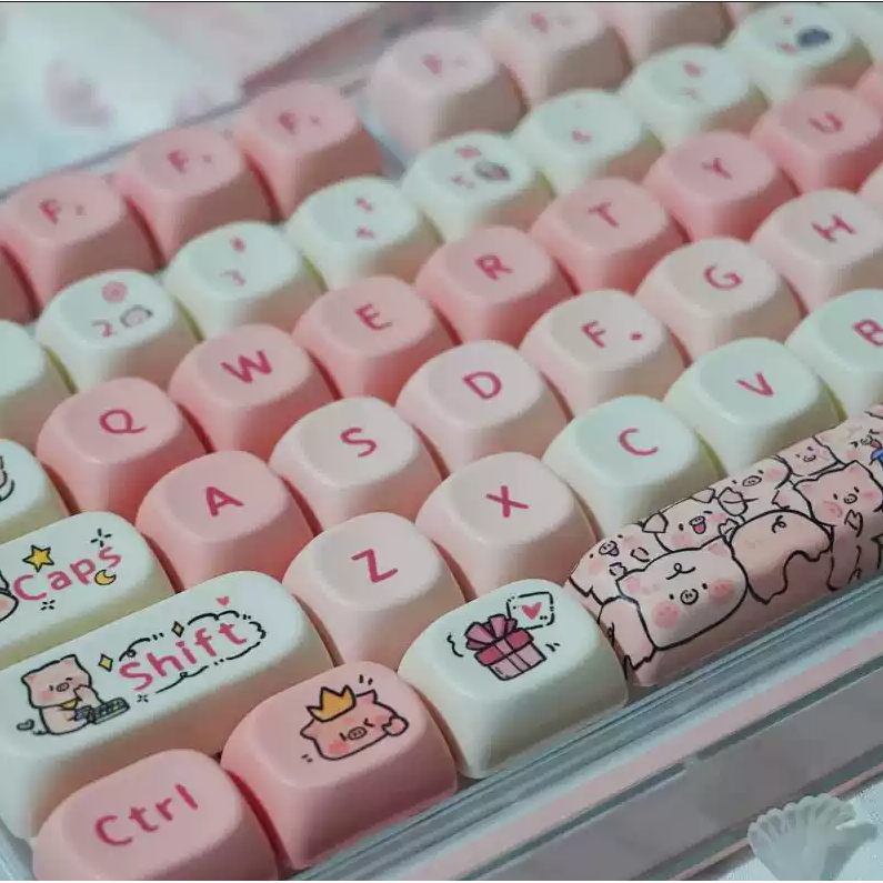 향기로운 돼지귀여운 기계식 키보드 키캡 한글 영문 각인 PBT 염료승화캐릭터 키캡 MOA 프로파일, MX 스위치 호환, 61/64/68/87/96/104/108 배열 키보드 지원, 향기로운 돼지 17,800원
