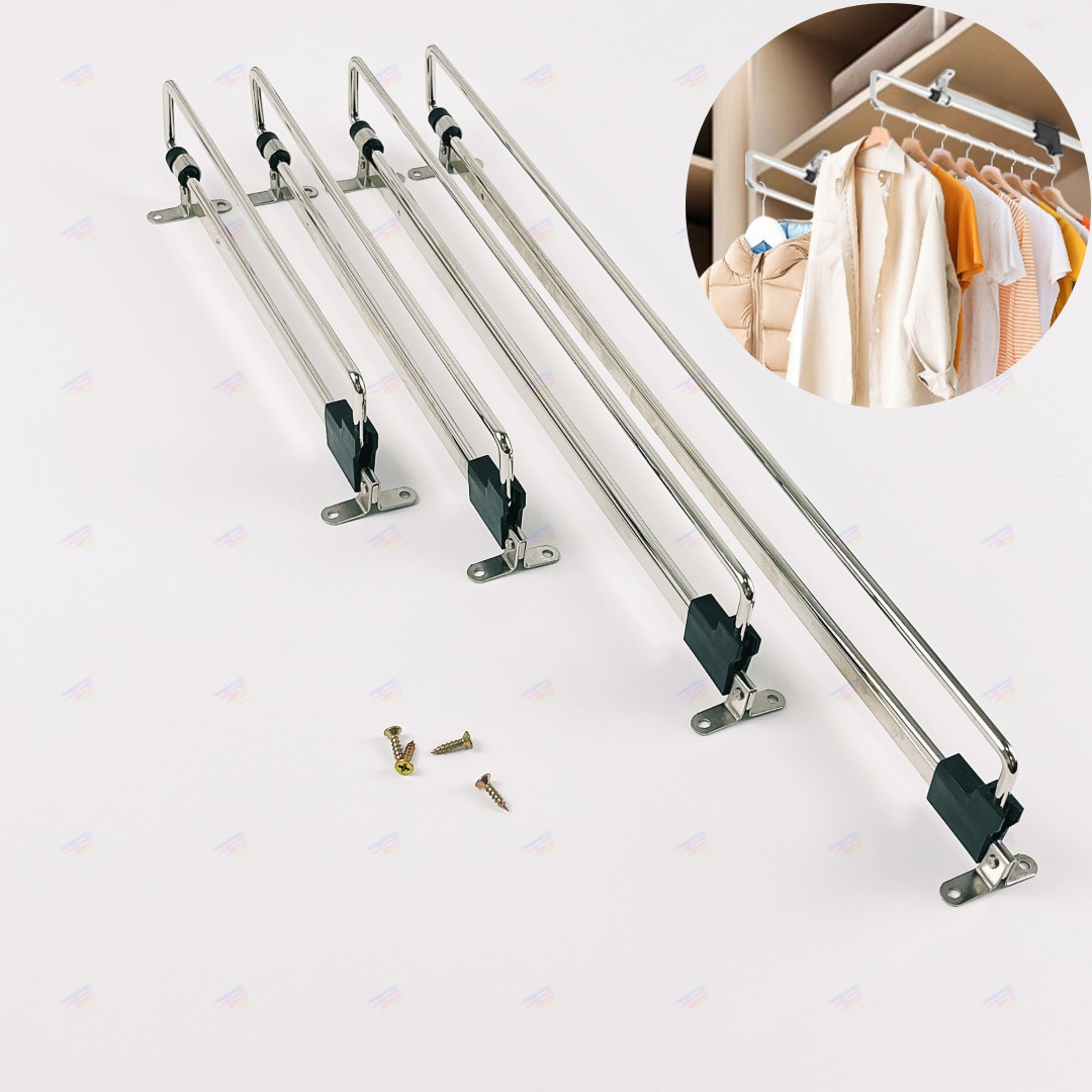 슬라이딩 레일 옷걸이 행거 인출식 연장형 옷방 옷장 드레스룸 공간절약 슬라이드 코디 바지 걸이 4,500원