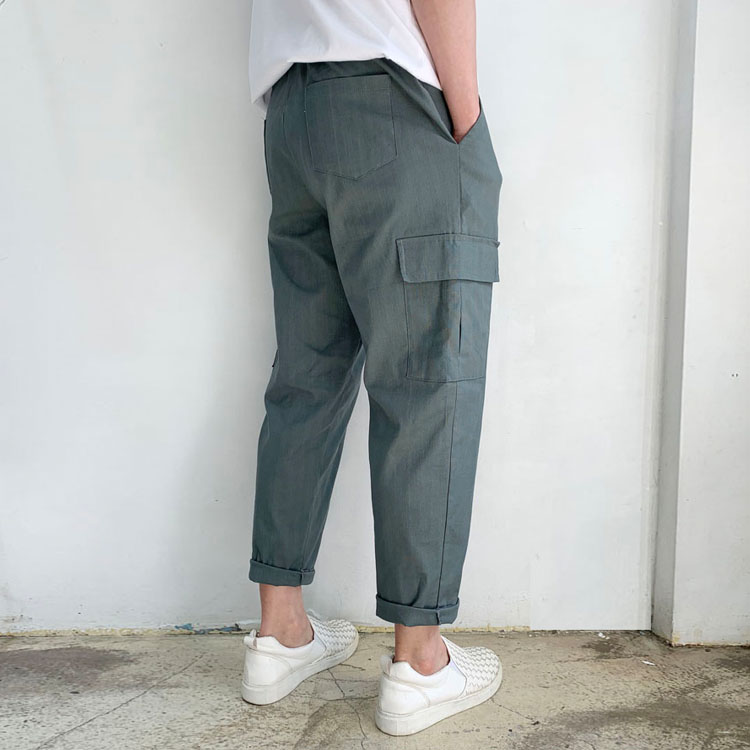 라운지21 남자 밴딩 린넨 9부 스판 카고 와이드팬츠 29,900원