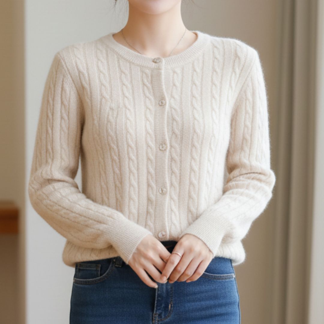 YEON HOME 여성 꽈배기 니트 라운드 가디건 데일리 20,180원