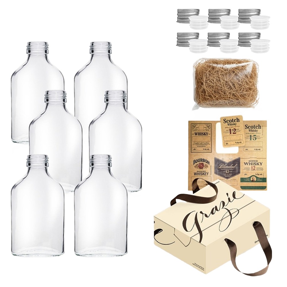 미르코리아 위스키 키트 바이알 미니사각 유리병 100ml x 6p + 실버 캡 6p + 선물박스 + 속마개 6p + 스티커 + 스타핑 랜덤발송 세트 16,160원