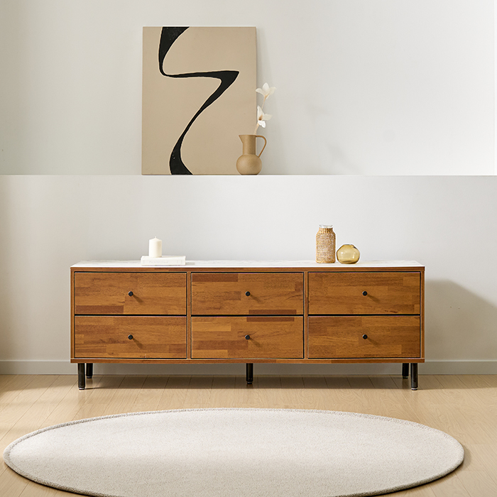 가구의정석 디올 대리석 2단 거실장 방문설치, 멀바우 246,880원