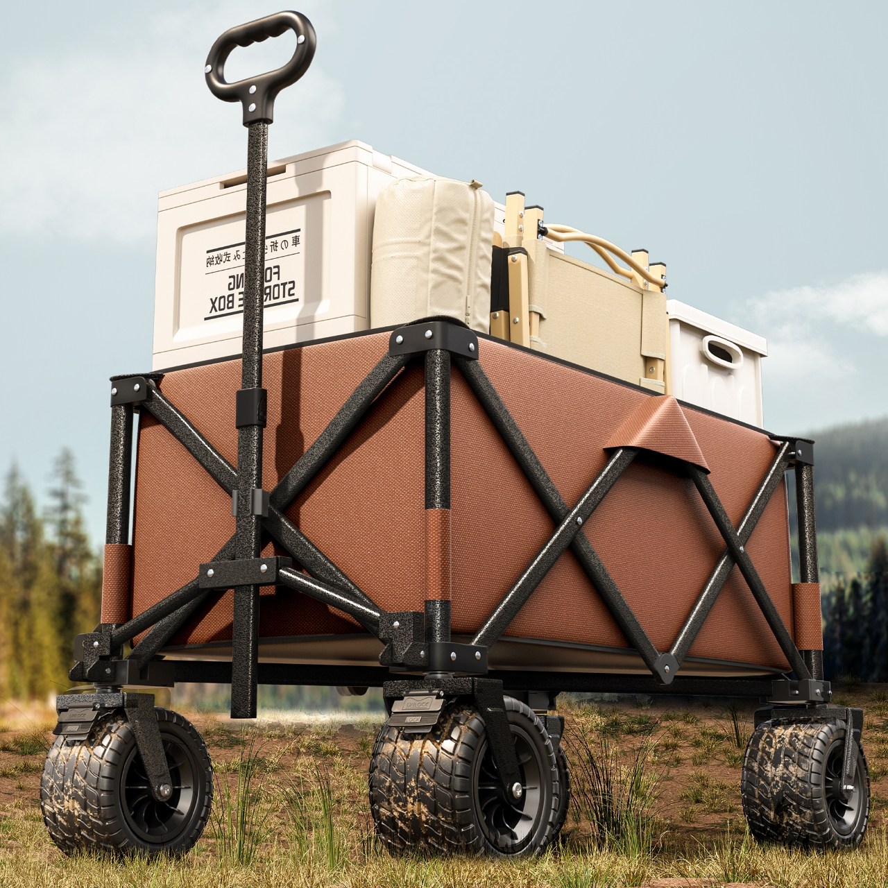 AORAN 캠핑카트 캠핑웨건 광폭타이어 왜건 다기능 아웃도어  캠핑 웨건 74,900원
