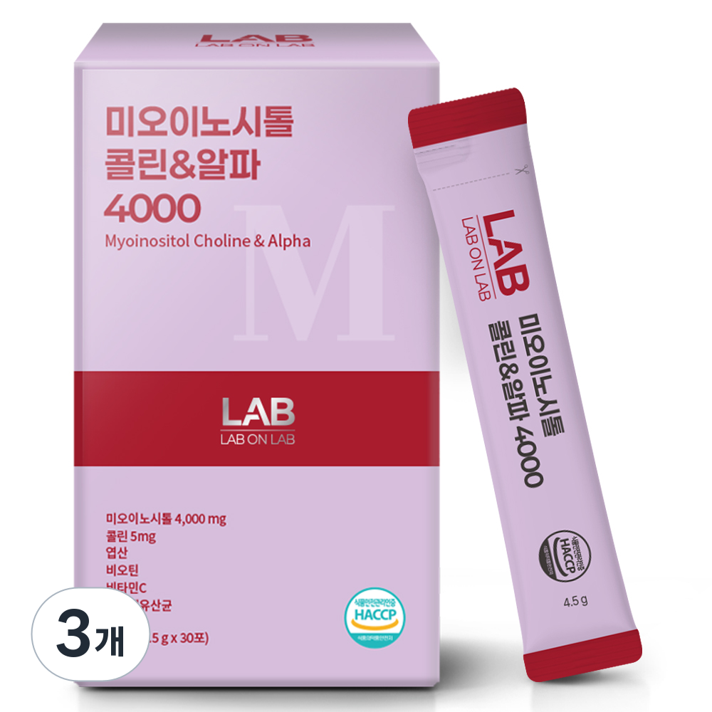 랩온랩 미오이노시톨 콜린&알파 4000 30포, 3개, 135g 42,700원