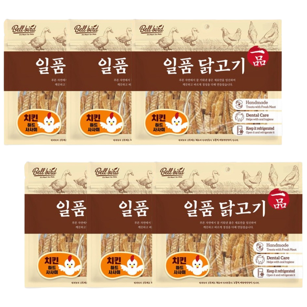 벨버드 일품 치킨 사사미 육포 대용량 간식, 300g, 6개 13,400원