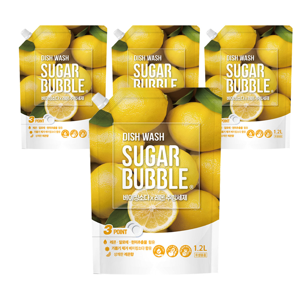 슈가버블 베이킹소다 레몬 주방세제, 4개, 1.2L 14,000원
