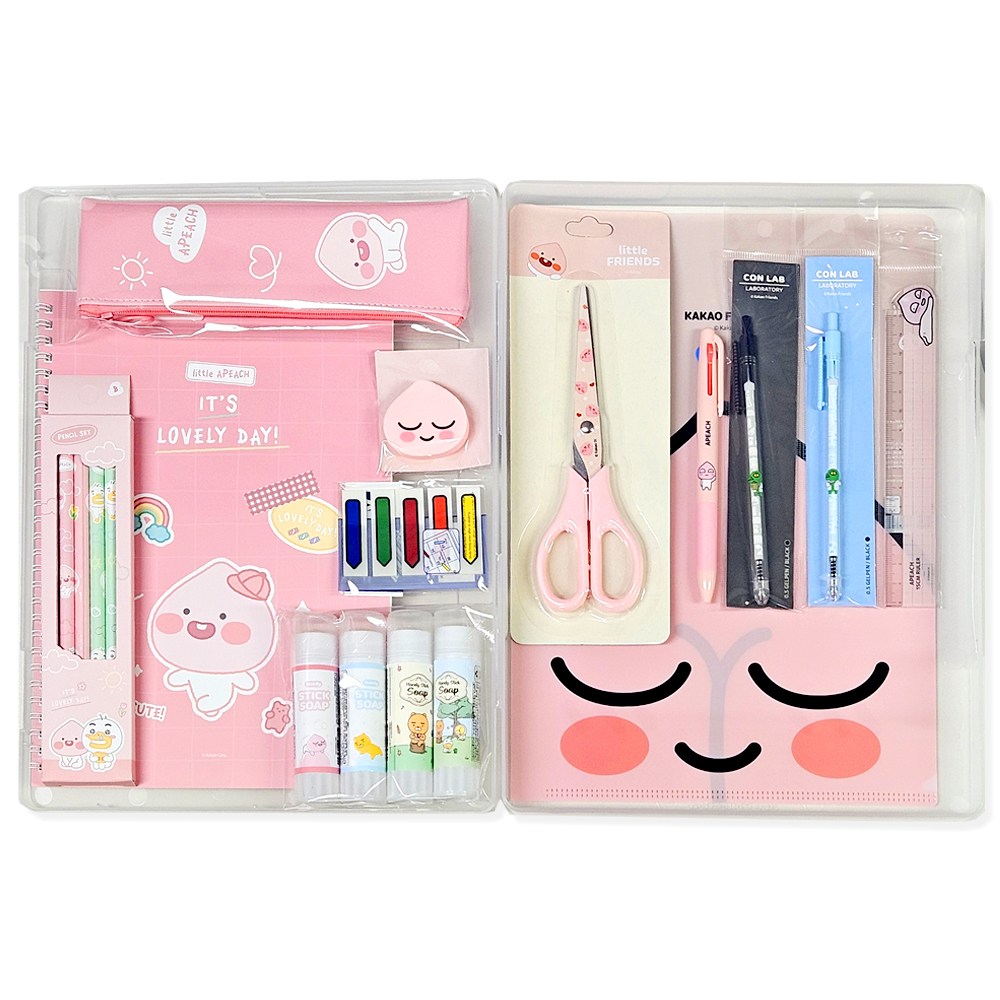 카카오프렌즈 프리미엄 문구 세트 투명 화일케이스 패키지, 어피치 24,100원