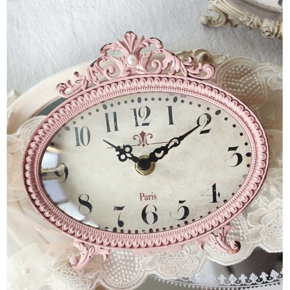 허니상점 진주 포인트 핑크 탁상시계 빈티지 엔틱 앤틱 테이블 시계 48,900원
