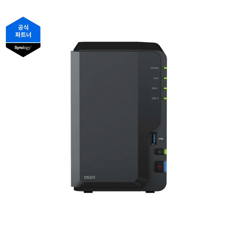 Synology(시놀로지) NAS DS223 (하드미포함) 2베이, 타워형, 2년보증 483,000원