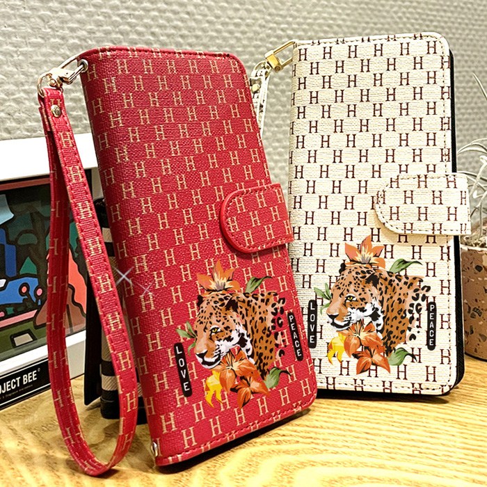 5만원지폐 손목줄스트랩 납 4가지 색상의 Lovely Leopard 지퍼 다이어리 케이스 지갑형 핸드폰케이스 25,000원