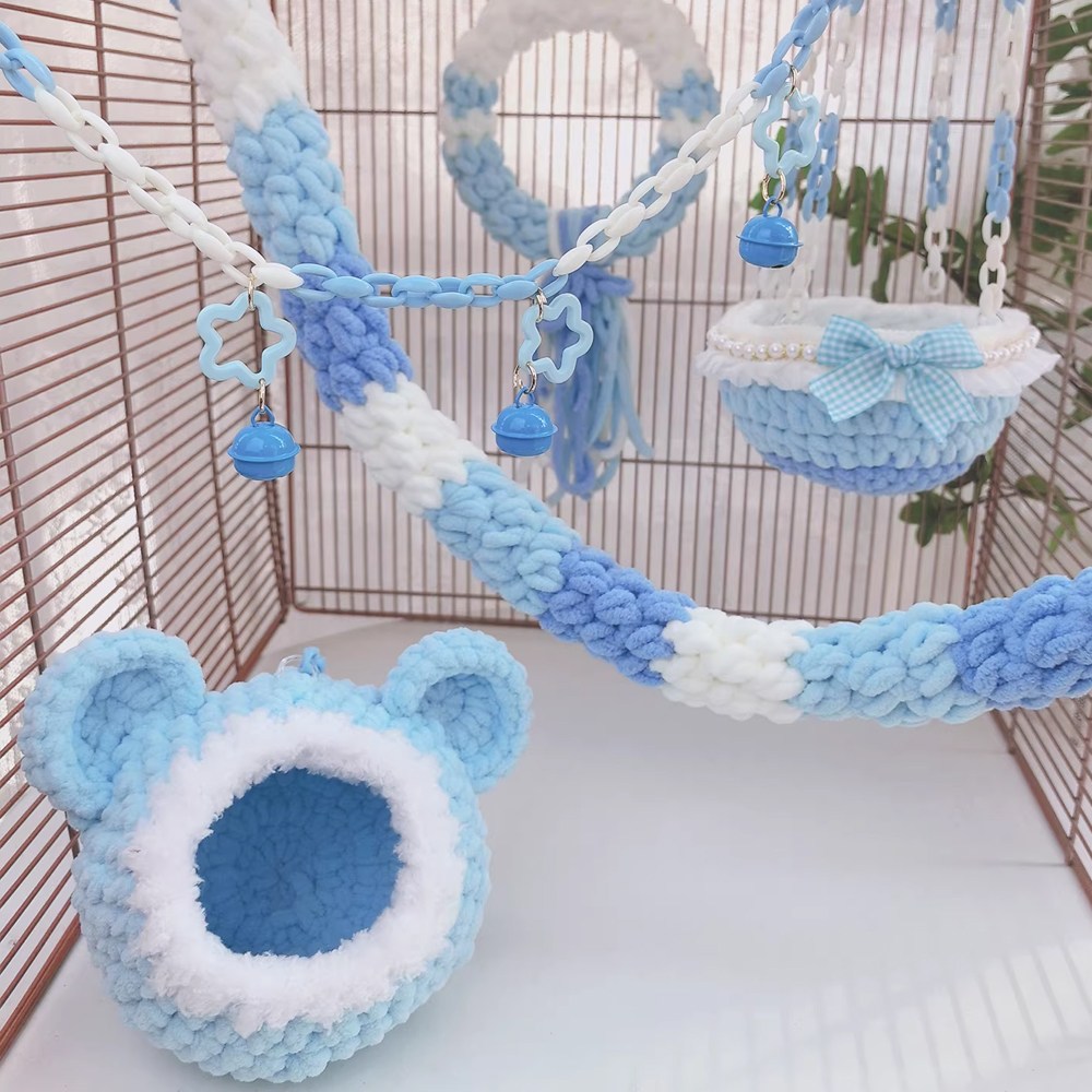 앵무새 포치 은신처 그네 해먹 체인 바인 5종 세트 피그미다람쥐 슈가글라이더, 1개, 스카이 36,800원