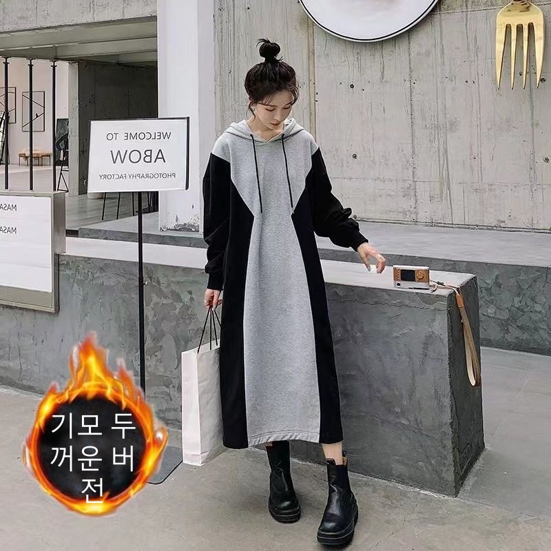 Seofst 여성 가을겨울 빅사이즈 배색 맨투맨 원피스 21,740원