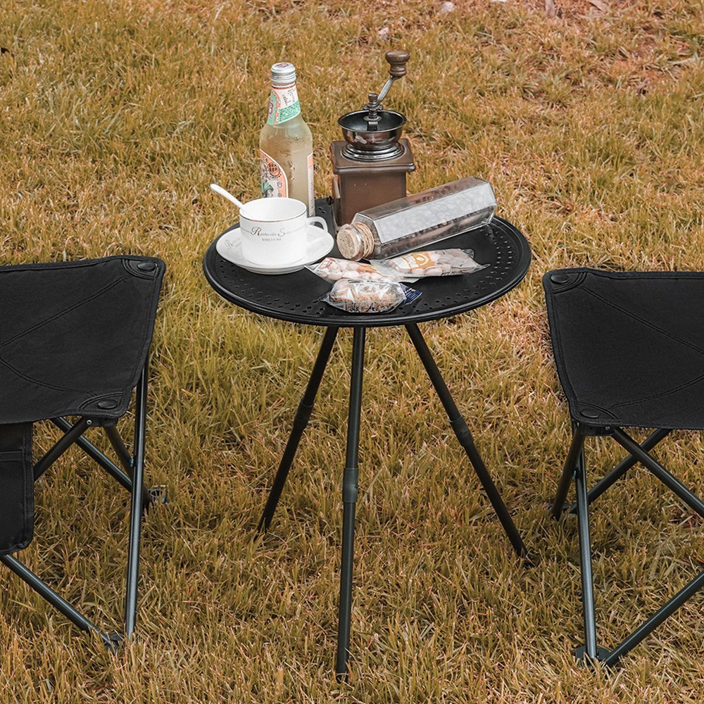 캠프21 2단 높이조절 원형 사이드 테이블 보관가방 포함, 블랙 9,500원