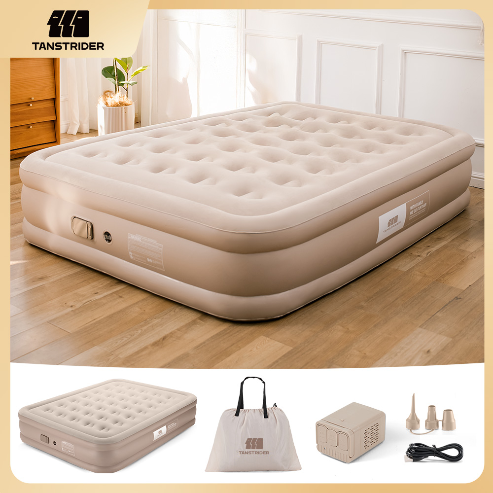 TANSTRIDER 에어침대 에어매트내장형 실내 캠핑 자충매트 높이40cm 휴대용 펌프베드 자동펌프 내장형 높이40cm 휴대용 캠핑 에어베드 매트리스 에어펌프 내장 캠핑 에어매트, 카키 75,500원
