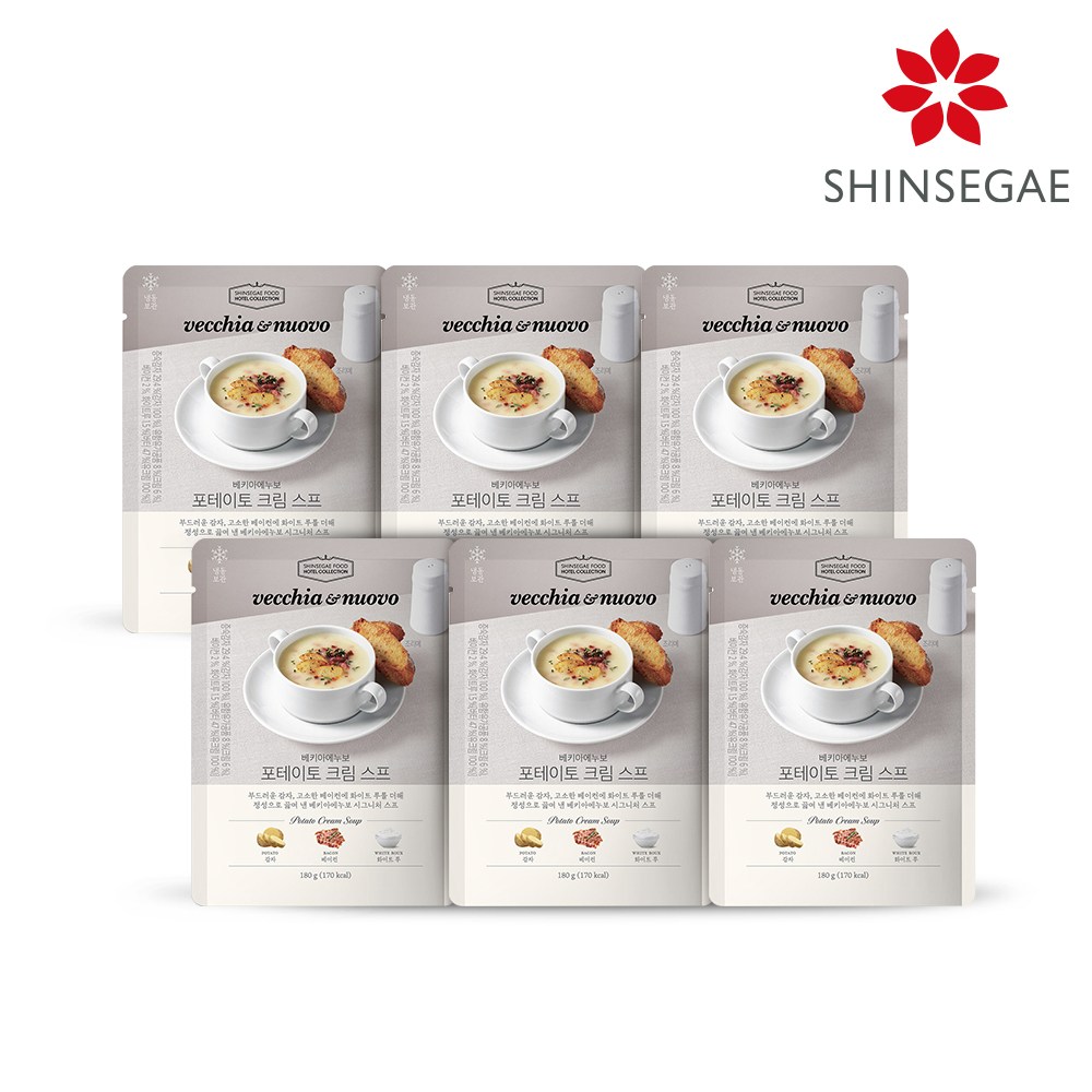 [신세계푸드] 베키아에누보 포테이토 크림 스프 180g x 6팩, 6개, 180g 12,320원