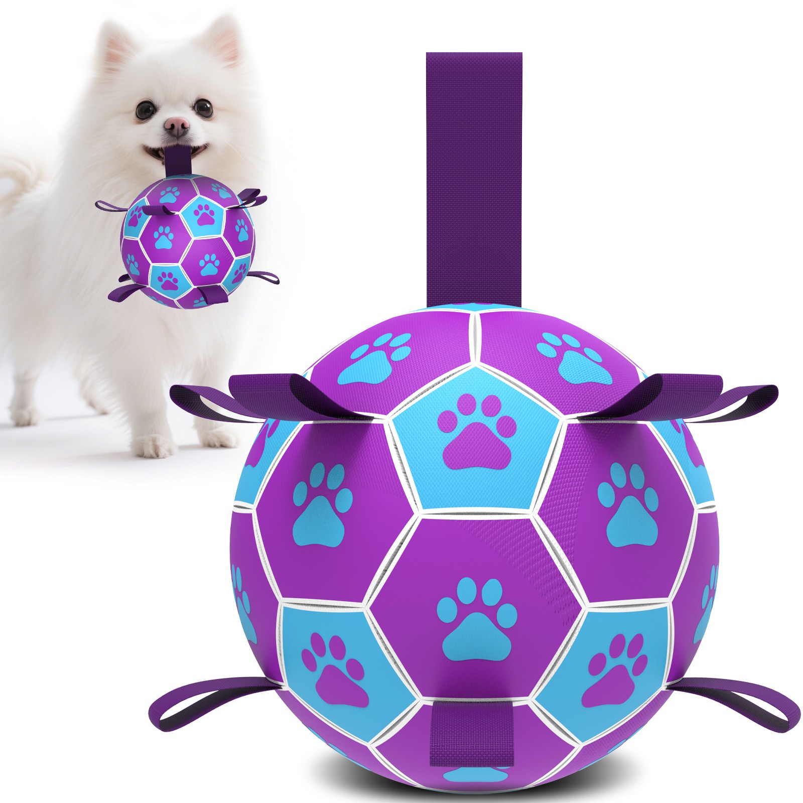 Qdan 강아지장난감, 강아지공, 개 축구공 끈 달린, 펌프 포함, 16,640원