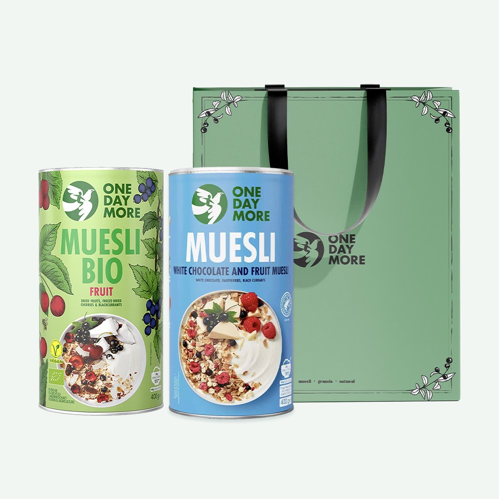 [원데이모어] 뮤즐리 2개 세트 선물 그래놀라 오트밀 선물세트 쇼핑백포함 29,800원