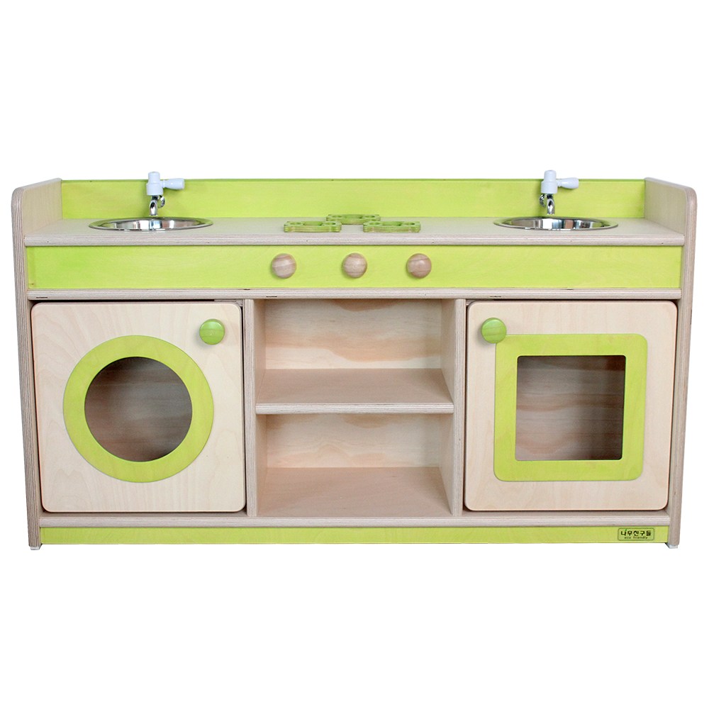 원목 주방놀이 소꿉놀이 역할놀이 교구장 어린이집 유치원, 연두 490,000원