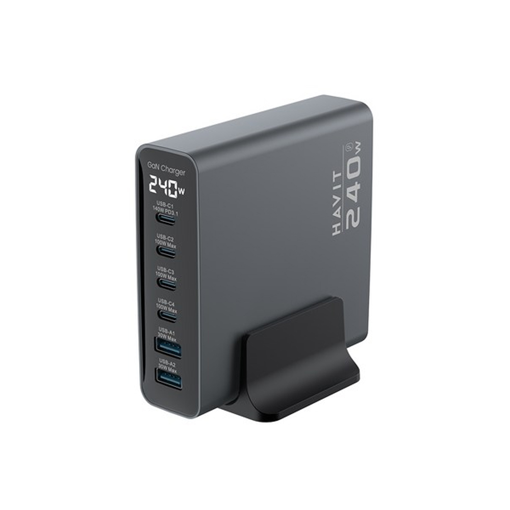 해빗 HAVIT UCLE005 고출력 멀티충전기 240W PD GaN PPS 노트북 태블릿 스마트폰 고속충전 어댑터, 1개, 단일색상 128,000원