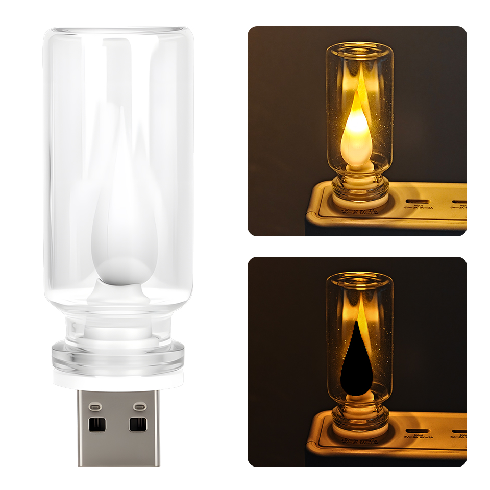 차량 LED 유리관 로멘틱 USB 무드등 채홍 조명 usb 풋등, 2개, 노란 색 9,300원