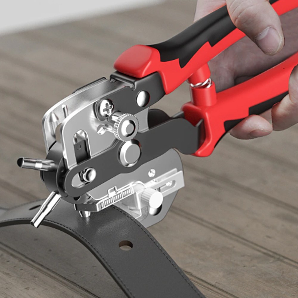 6in1 고급형 가죽 펀칭기 만능 펀칭기 손쉬운 벨트구멍뚫기, 레드, 1개 19,910원