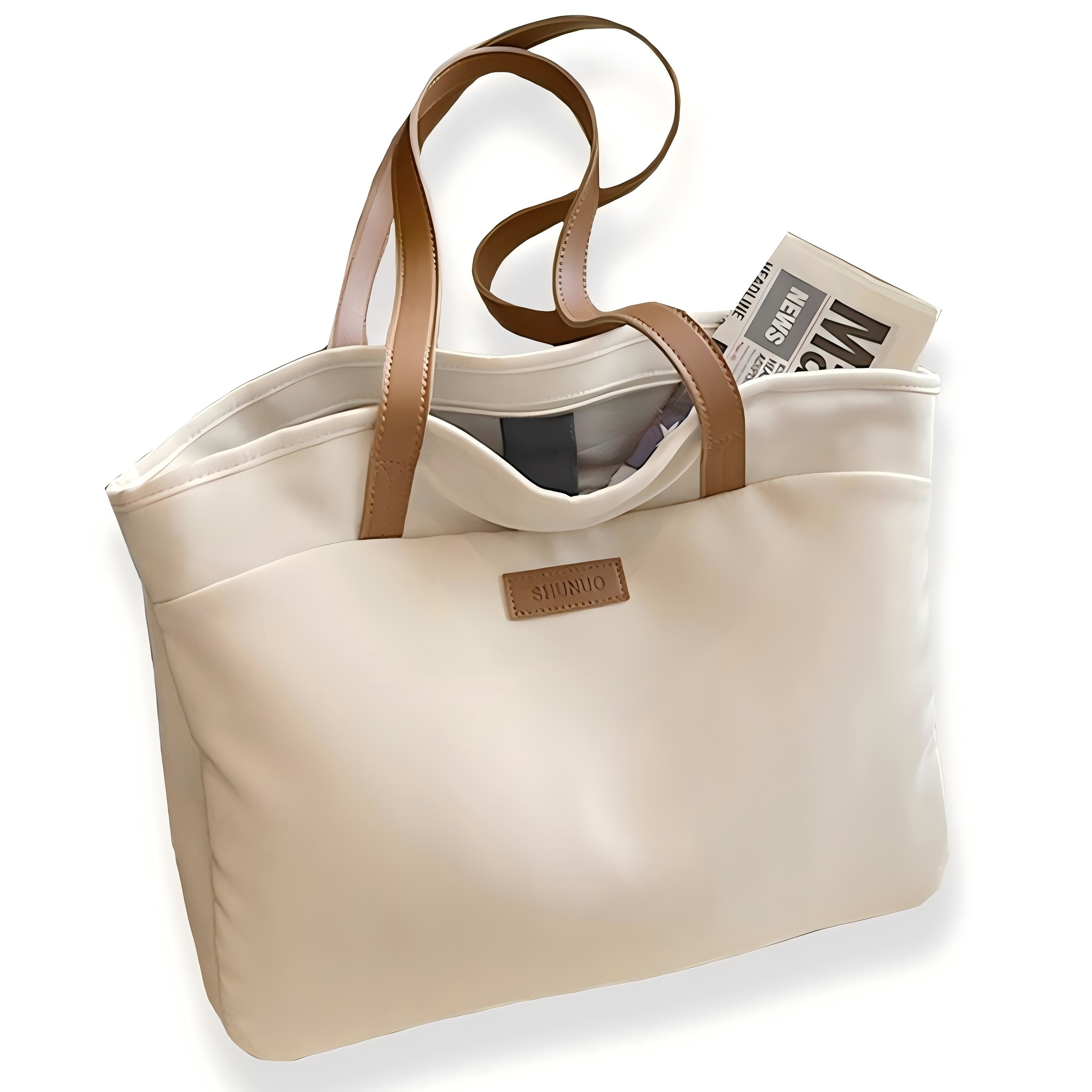 코차이 여성용 대용량 토트백 데일리 숄더백 다용도 캔버스 노트북가방 13~16인치, 아이보리 23,500원