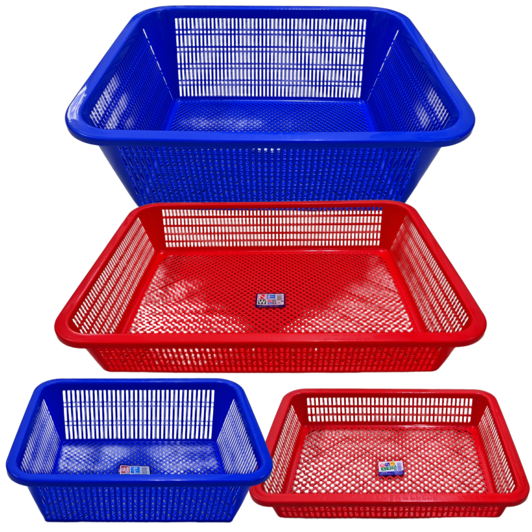 나코 플라스틱 소쿠리 사각 채반 낮은 깊은 얕은 바구니 수납 광주리, 1개, 파란색 5,700원