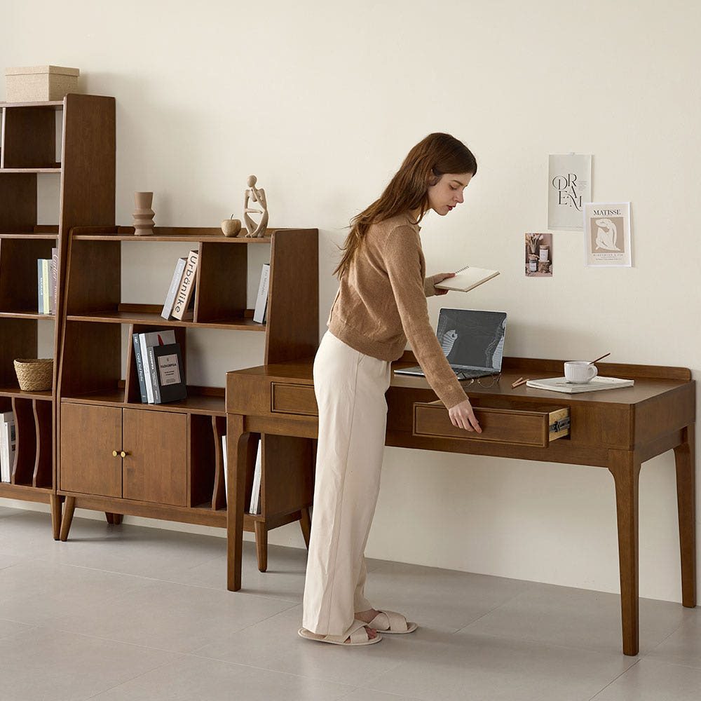 까르엠가구 헤이븐 고무나무 일자형 원목 컴퓨터 학생 1인용 데스크 책상 1500 방문설치 282,000원