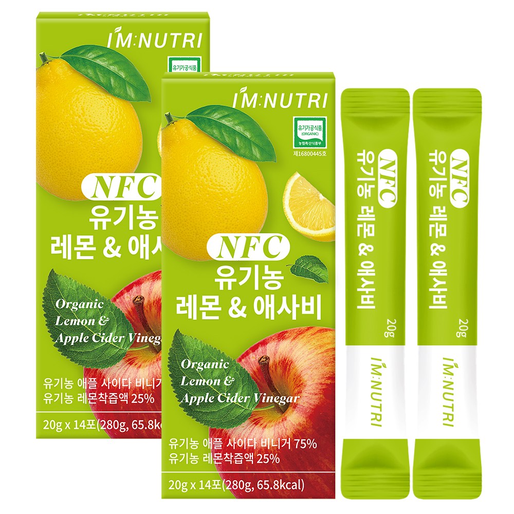 아임뉴트리 스페인산 유기농 레몬 애사비 천연사과식초, 2개, 280g 27,790원