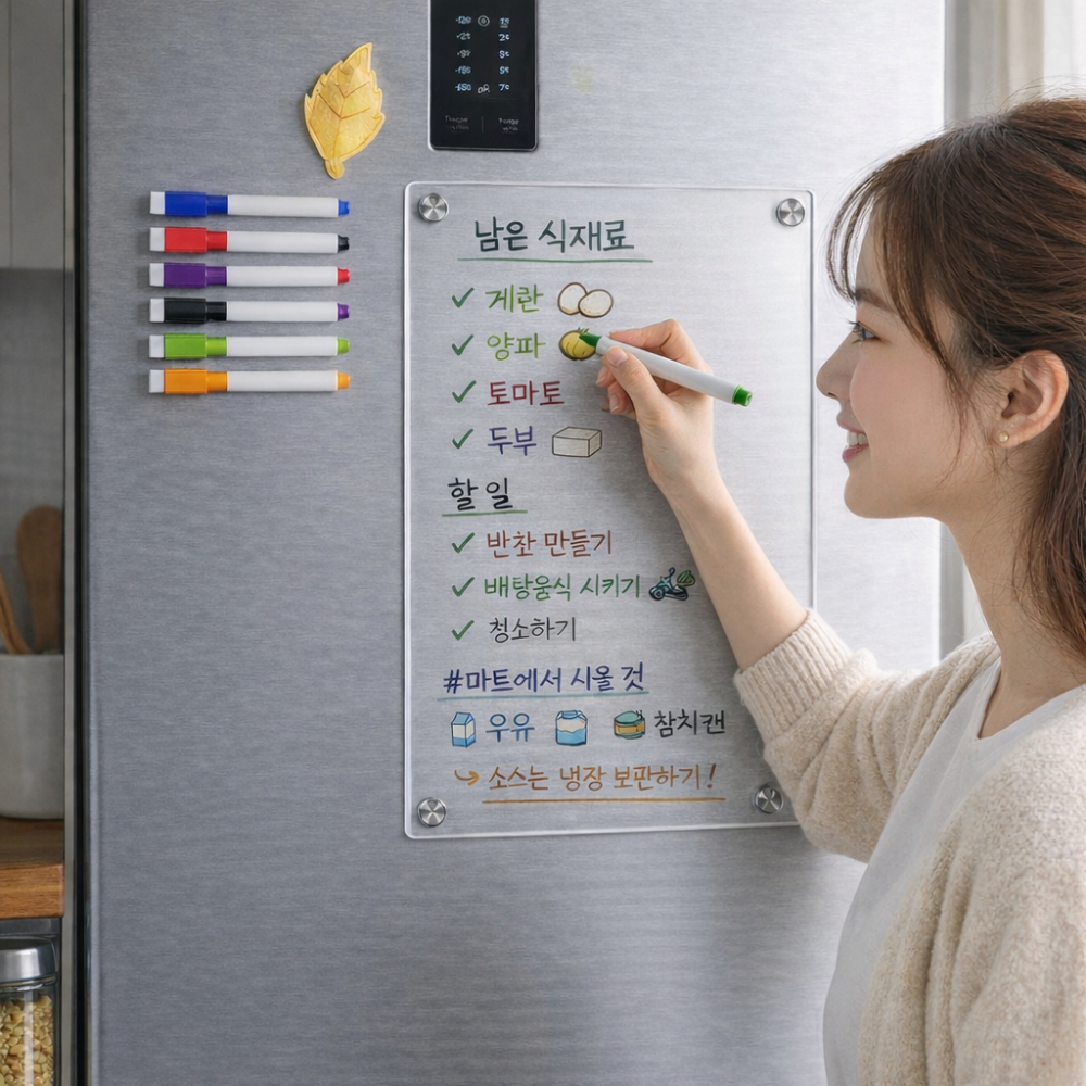 클린아유 냉장고 투명 메모보드 세트 아크릴 자석형, 1세트 9,000원