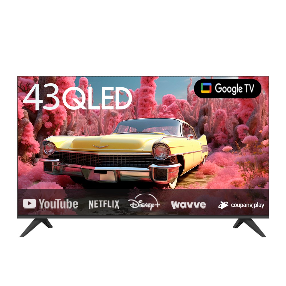 프리토스 43인치 QLED 4K 구글 AI 스마트TV 베젤리스 1등급, 고객직접설치, 스탠드형, 43QLED(블랙), 109cm(43인치) 274,000원