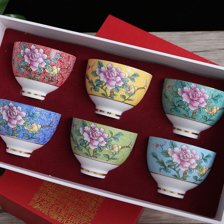 작약 도자기 세트 플라워 레트로 꽃무늬 다기 다기찻진 6p 80ml 사케잔 찻잔 70,330원