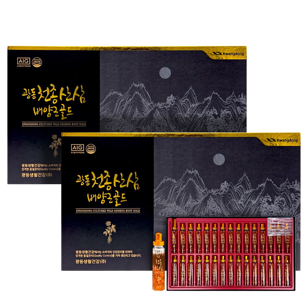 광동 천종 산삼배양근 골드 30병 생체 뿌리, 2개, 600ml 143,200원