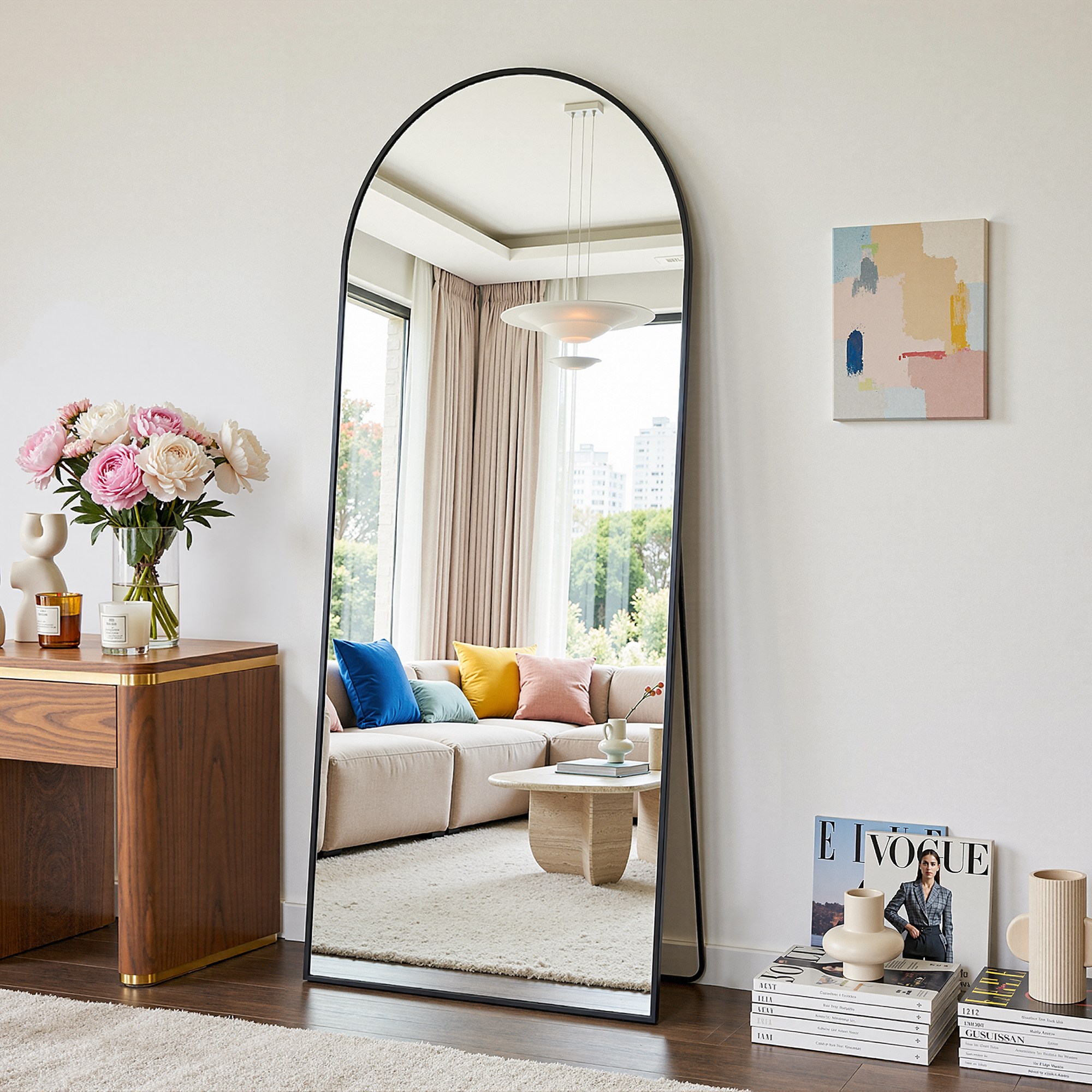 안토크 스탠드 전신거울 3in1 아치형 벽걸이거울 1450*450mm, 블랙 46,900원