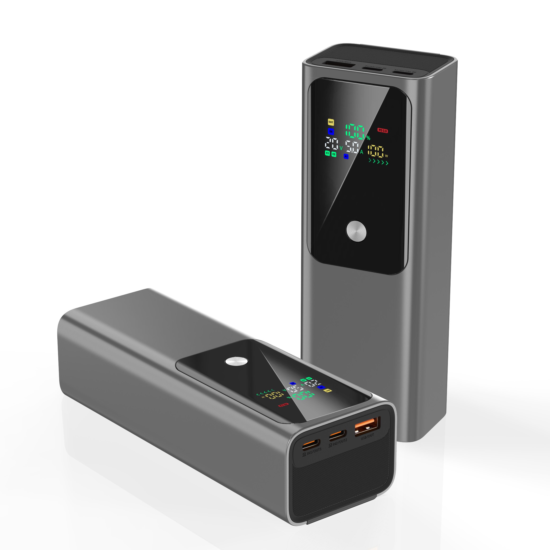 PIUJJA  휴대용 PD 100W 노트북 고출력 LED디스플레이 대용량 양방향 초고속충전 여행용 기내반입 보조배터리 20000mAh, 현재가 39,800원