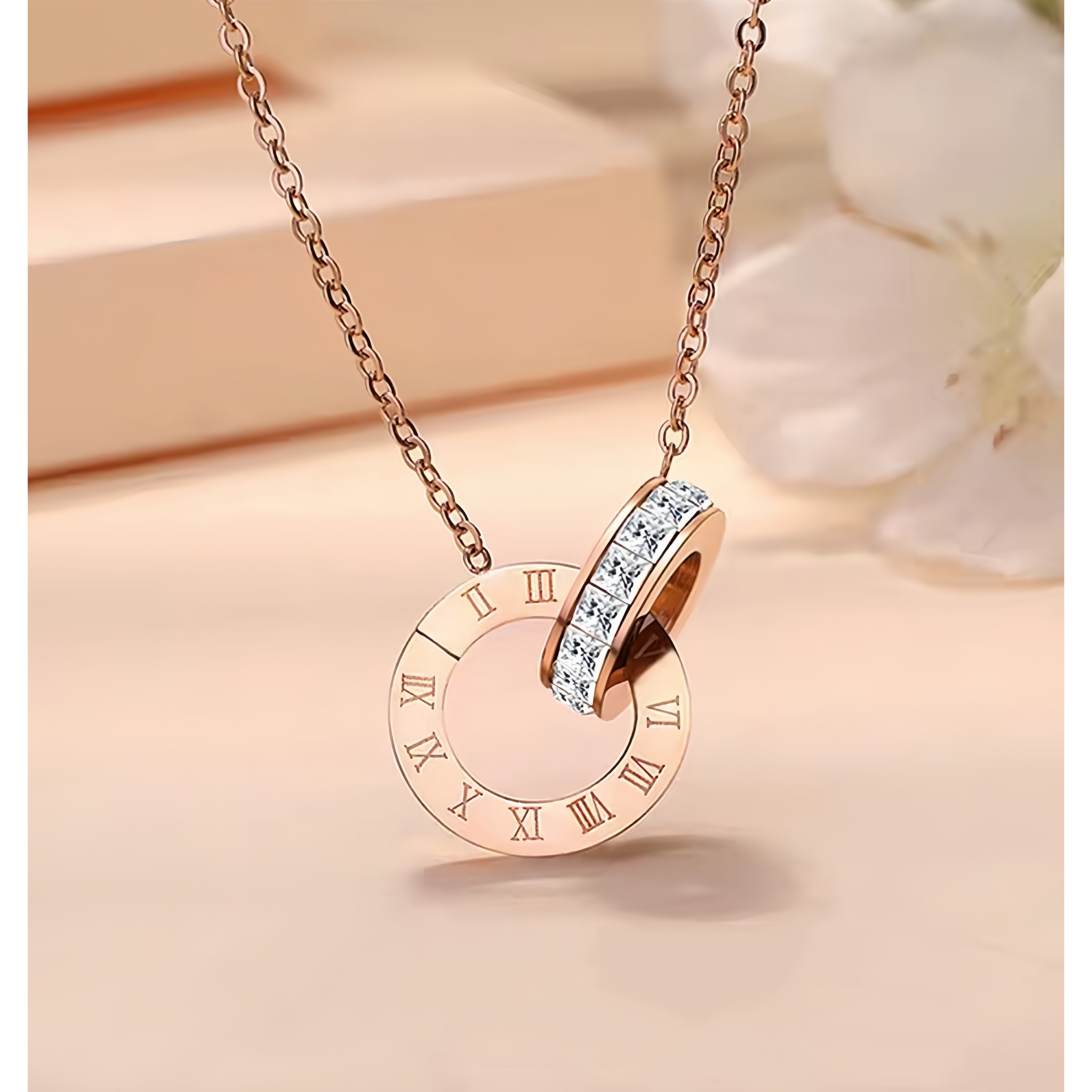 Ramlove 18K 도금 여성 목걸이 모잠비크 목걸이 GRA인증 더블링 로마숫자 우정연인 선물 XSD010 108,800원