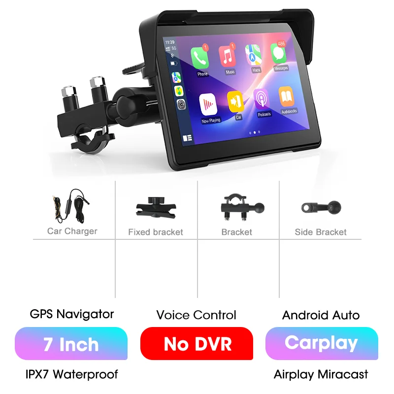 Jansite 5.0/7.0 인치 오토바이 4K DVR 카플레이 스크린 GPS 네비게이션 후방 카메라 레코더 IPX7 방수 모 98,500원