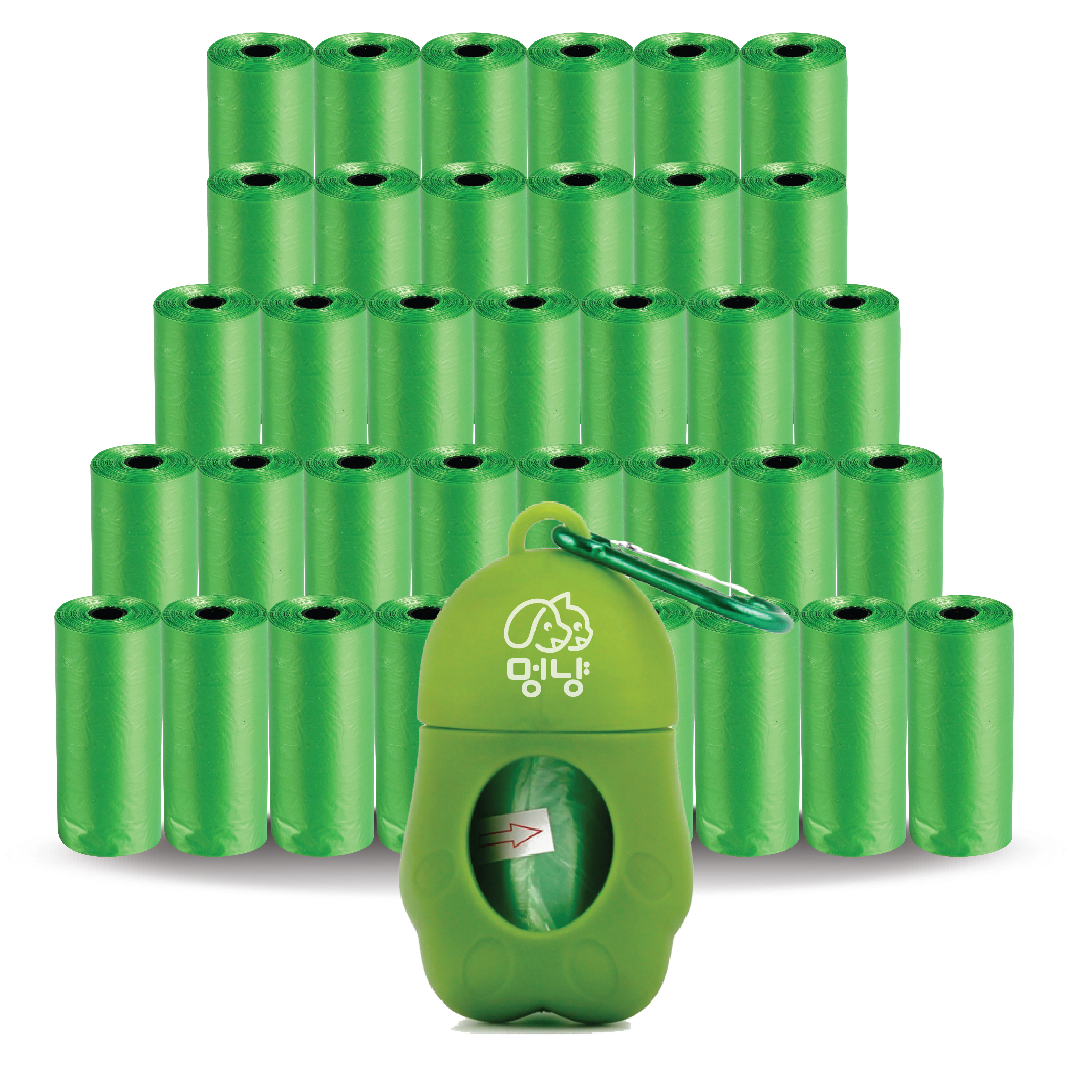 멍냥 반려동물 휴대용 배변봉투 케이스 + 리필봉투, 그린, 735개입, 1개 12,350원