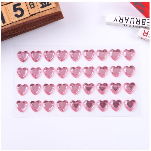 하트 스티커 핑크 입체 블링블링 샤이니 하트 접착비즈 꾸미기 화려한, 10매 9,790원