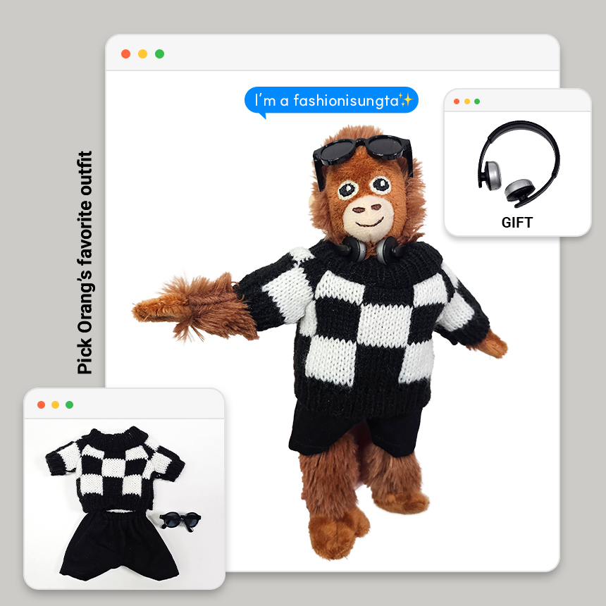 로앤제이 미니 오랑우탄 인형 키링 의상 착장 세트 7,880원