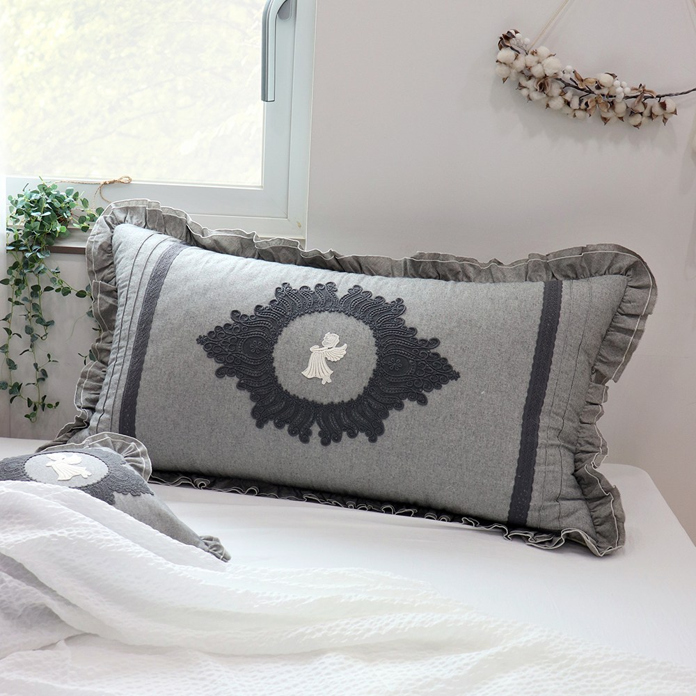 집에 천사 자수 순면 등받이쿠션 헤드쿠션커버_2color 75,900원