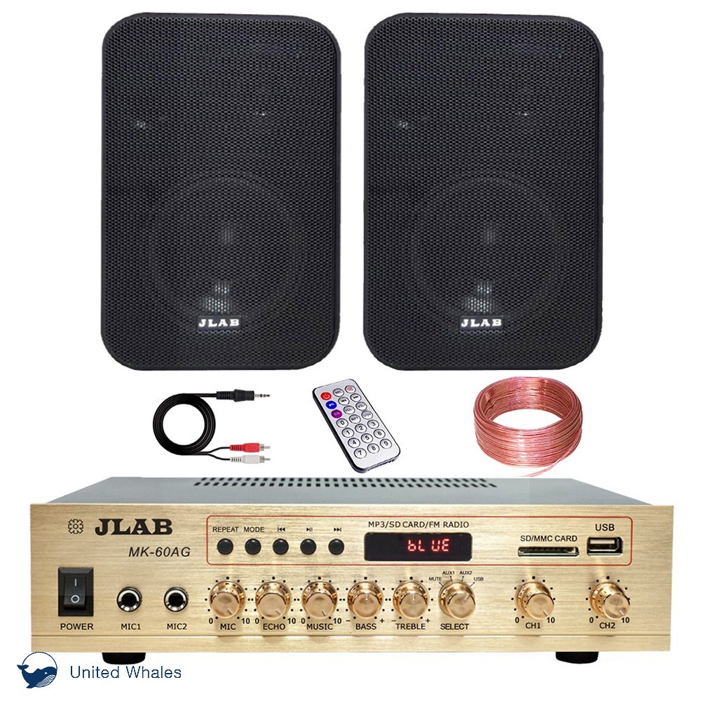 블루투스 매장용 업소용 앰프 스피커 MK-60AG 4인치 벽걸이 스피커 JB-45B 블랙 2개 [투명스피커선포함], 현재가 116,890원