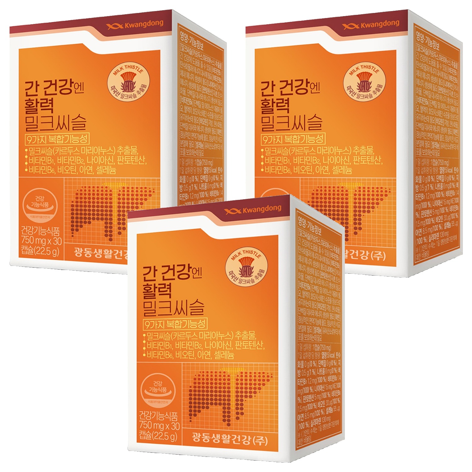 광동 간 건강엔 활력 밀크씨슬, 3개, 22.5g 24,440원