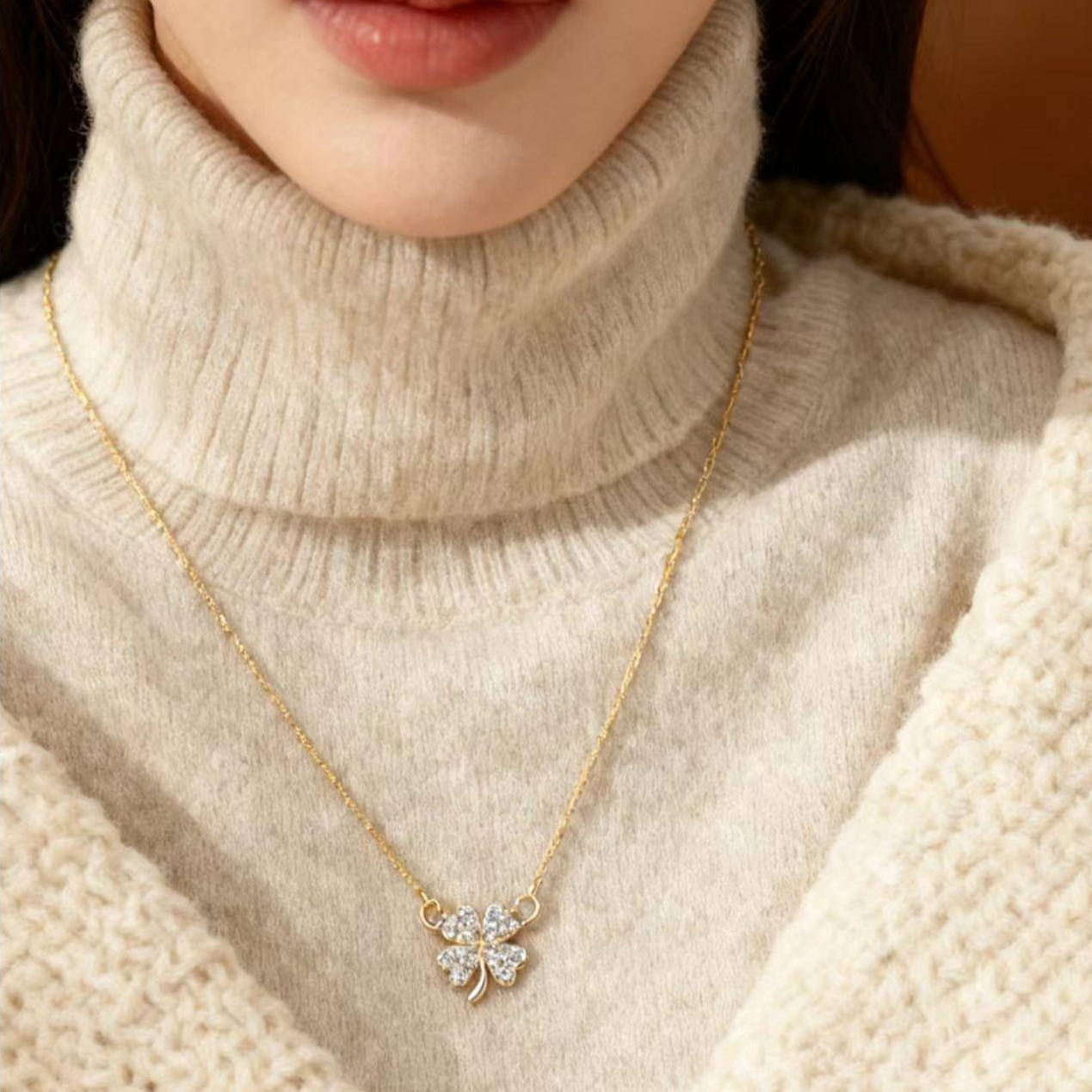 네잎클로버 큐빅 체인목걸이 펜던트 7,200원
