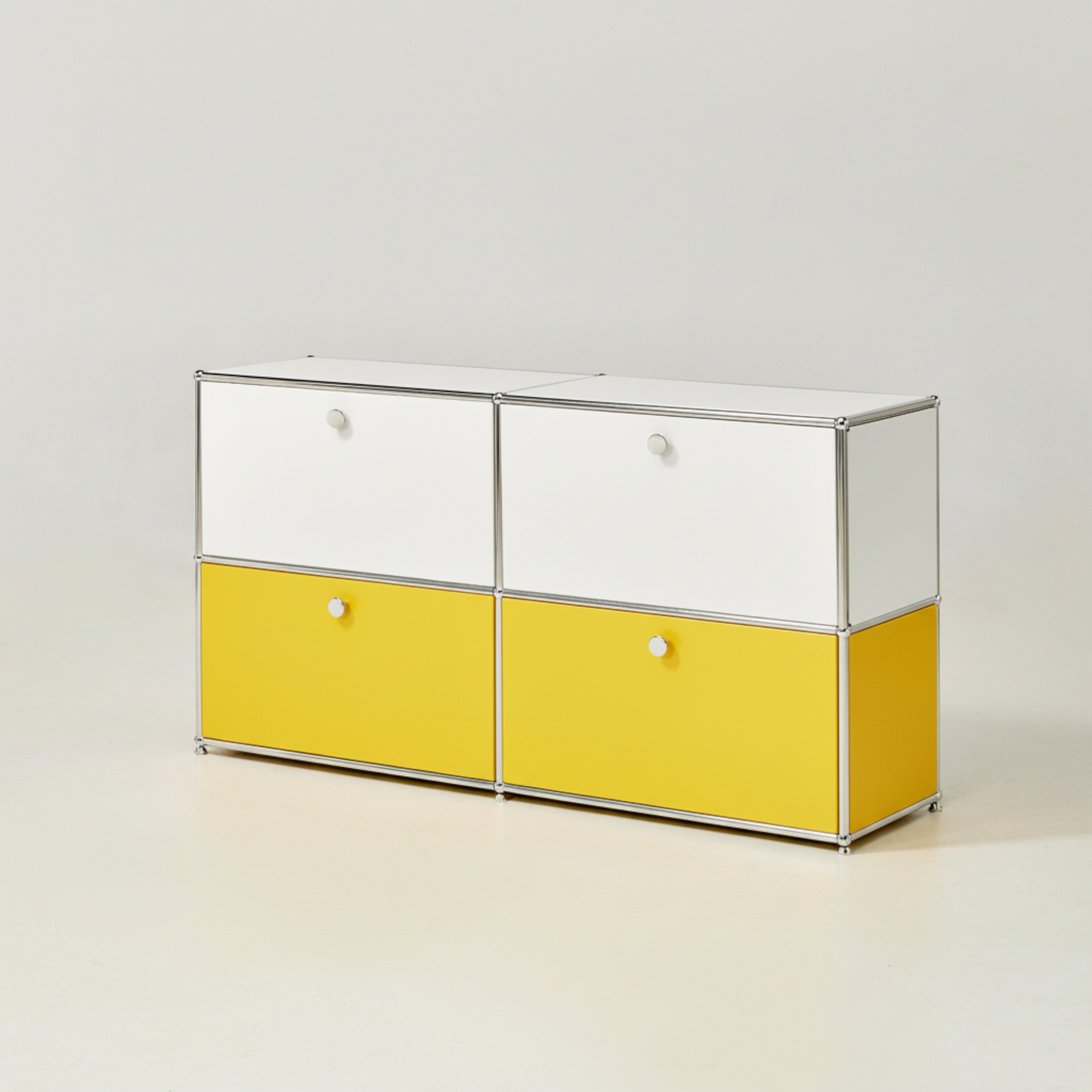 미드퍼 베이직 더블2단 철제 미드센츄리 모듈 수납장 1500x400x790, 2단, 화이트 옐로우 콤비, 화이트 옐로우 콤비 729,000원