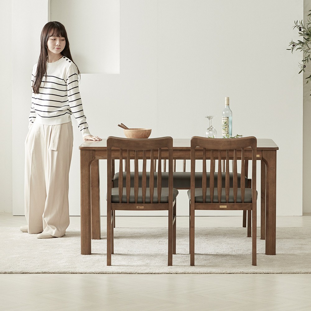 까르엠가구 고무나무 원목 로렌 4인용 식탁세트 464,000원