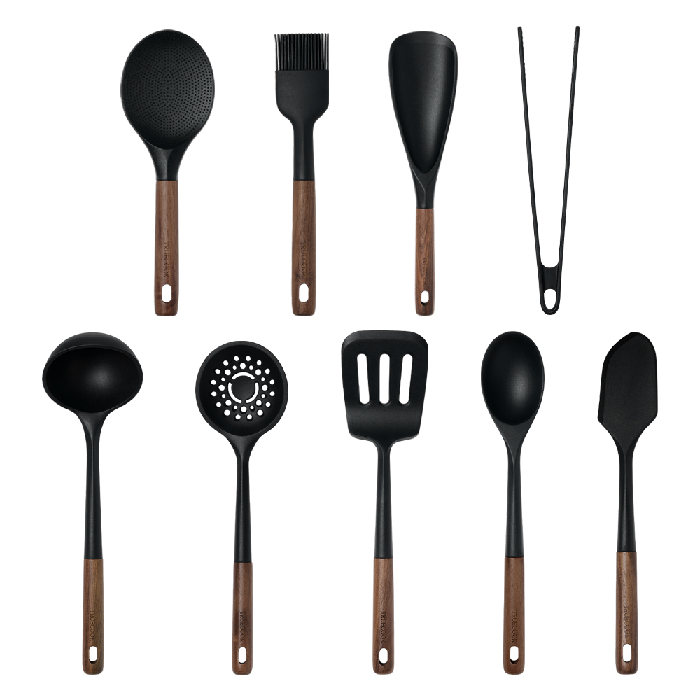 트루쿡 북미산 월넛 프리미엄 실리콘 조리도구 9종세트, 1세트, 블랙, 월넛 조리도구 9종 99,000원