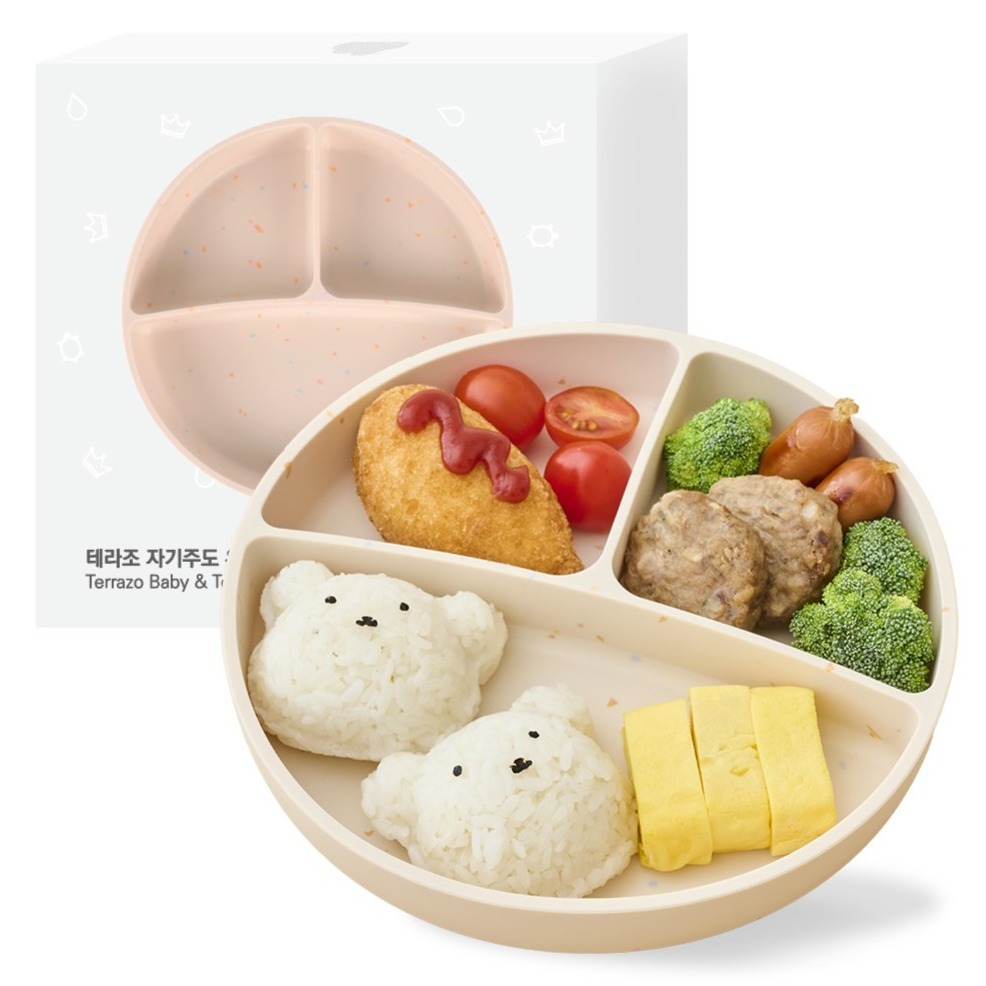 리틀클라우드 유아용 실리콘 테라조 자기주도 식판, 혼합색상, 600ml, 1개 12,900원